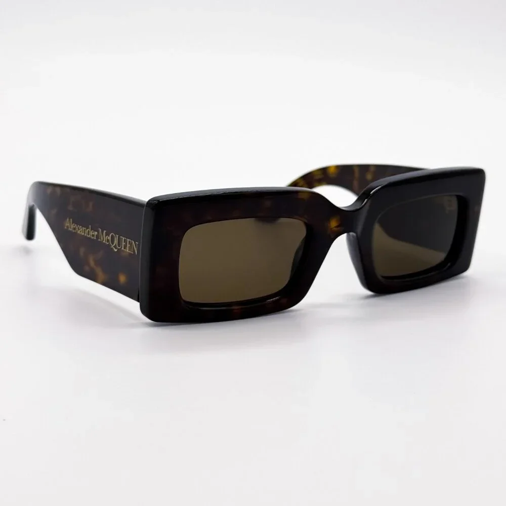 NEW ALEXANDER MCQUEEN SUNGLASSES HAVANA SQUARE WOMEN AM0433S 002